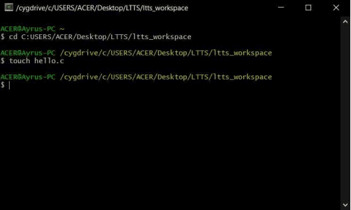  Create any C source file let’s say “hello.c” using the command $ touch hello.c