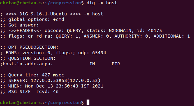 dig -x host command in Linux