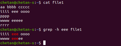 grep -h file1 command in Linux