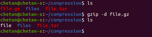 gzip -d file.gz command in Linux