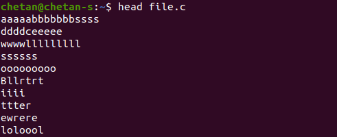 head file command in linux