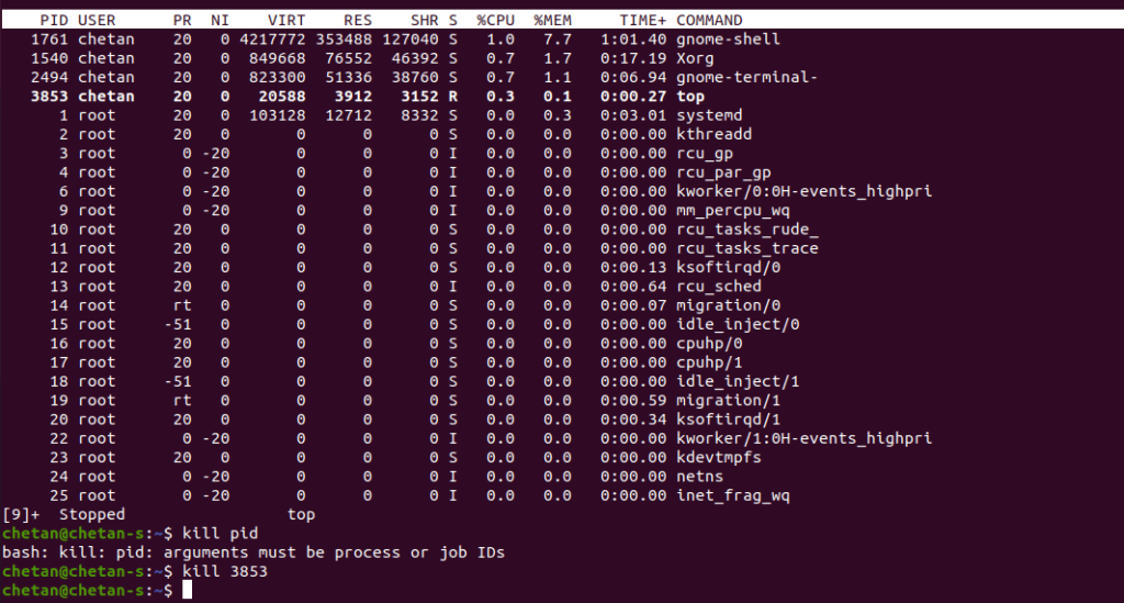 kill pid command in Linux