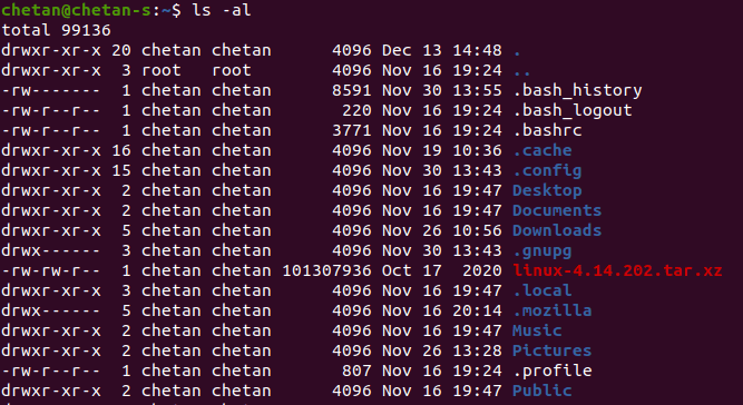 la -al command in linux