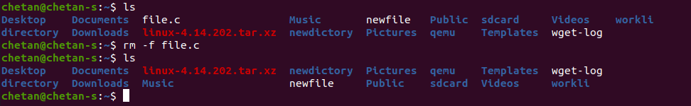 rm -f file command in Linux