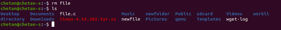 rm file command in linux