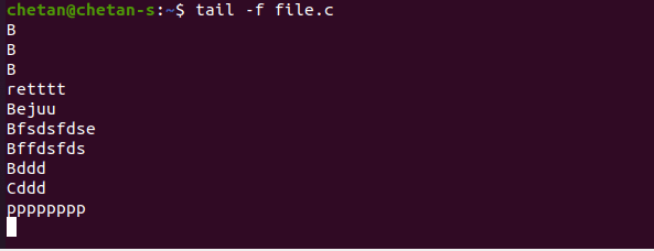 tail -f file command in linux