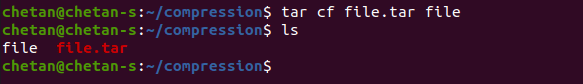 tar cf file.tar file command in Linux