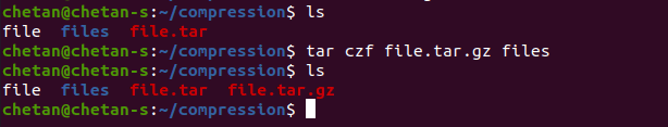 tar czf file.tar.gz files command in Linux