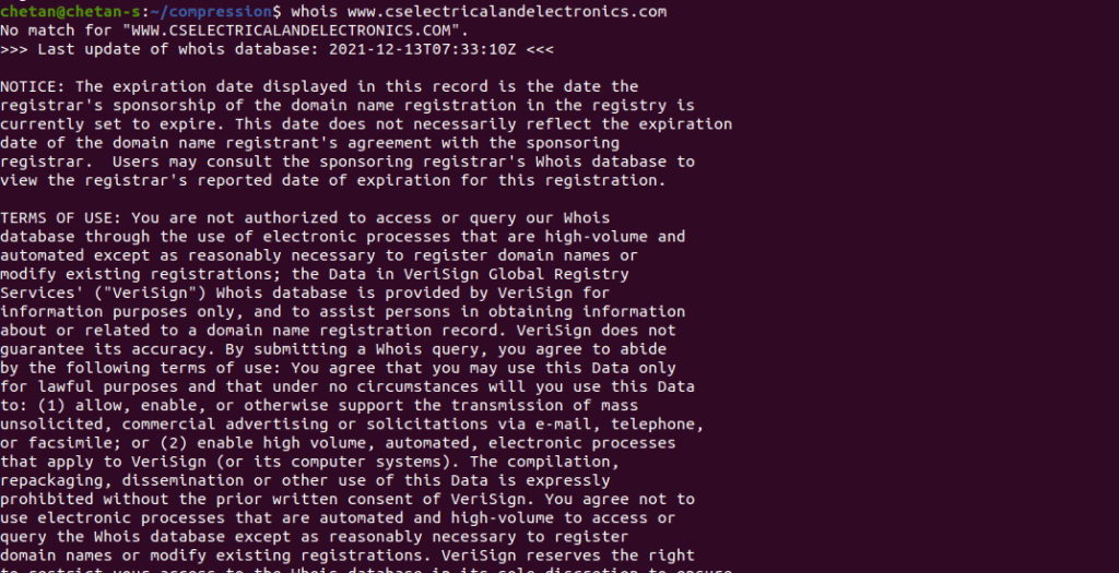 whois host command in Linux