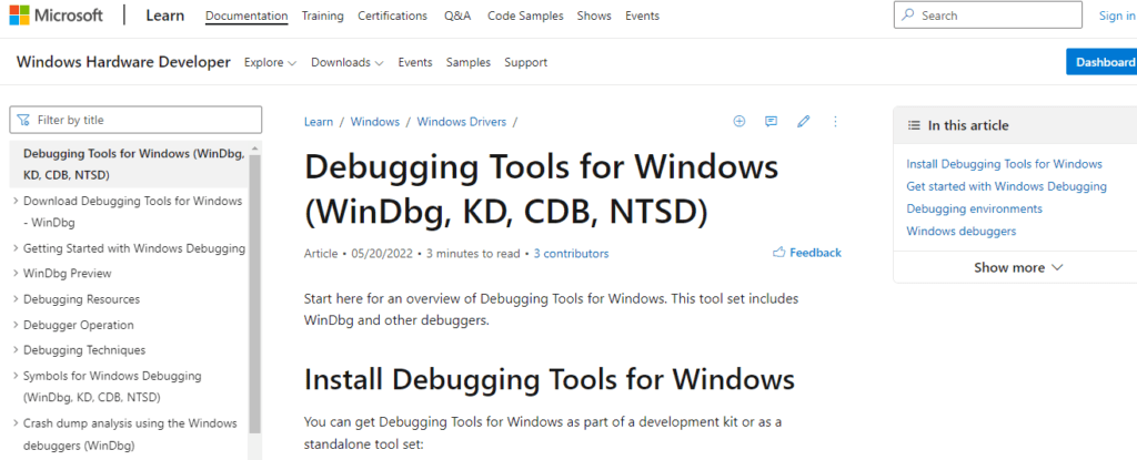 Microsoft Console Debugger Tool